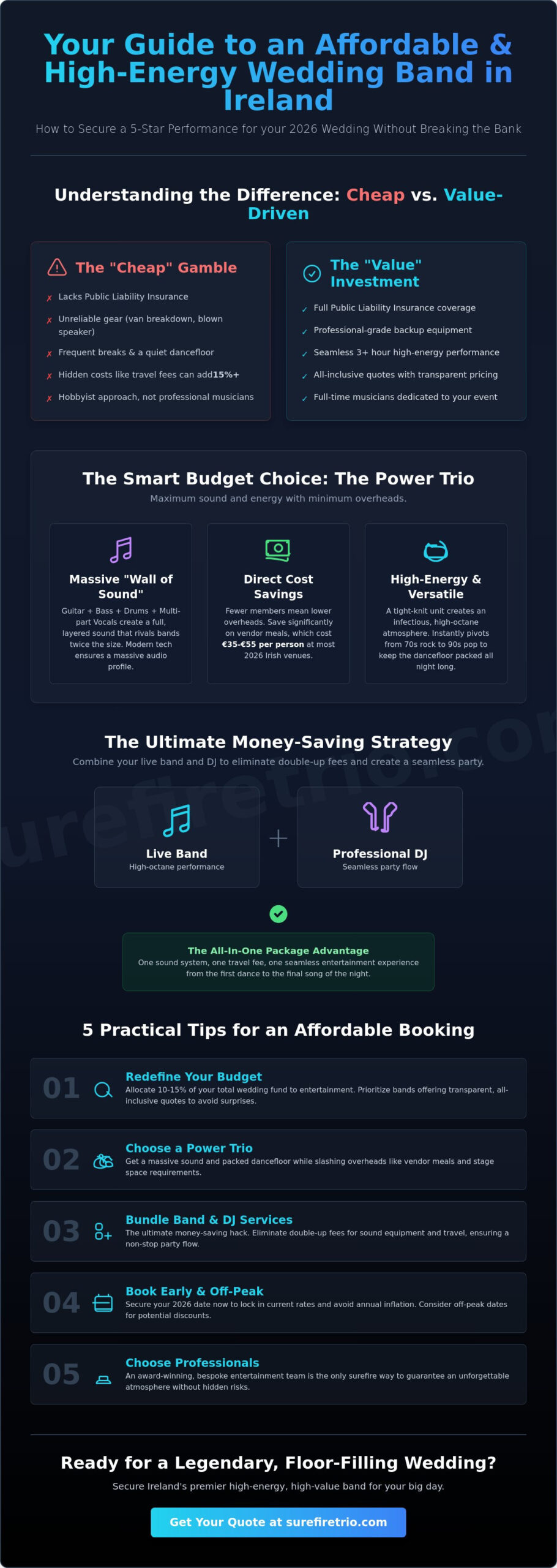 Affordable Wedding Band Ireland: How to Get 5-Star Entertainment on a Budget in 2026 - Infographic