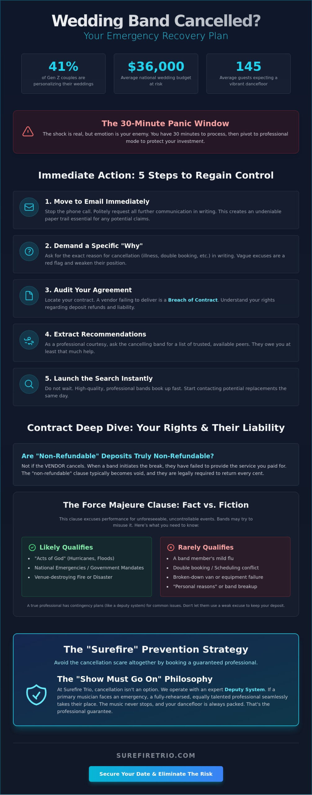 What Happens if Your Wedding Band Cancels? The Ultimate 2026 Emergency Guide - Infographic