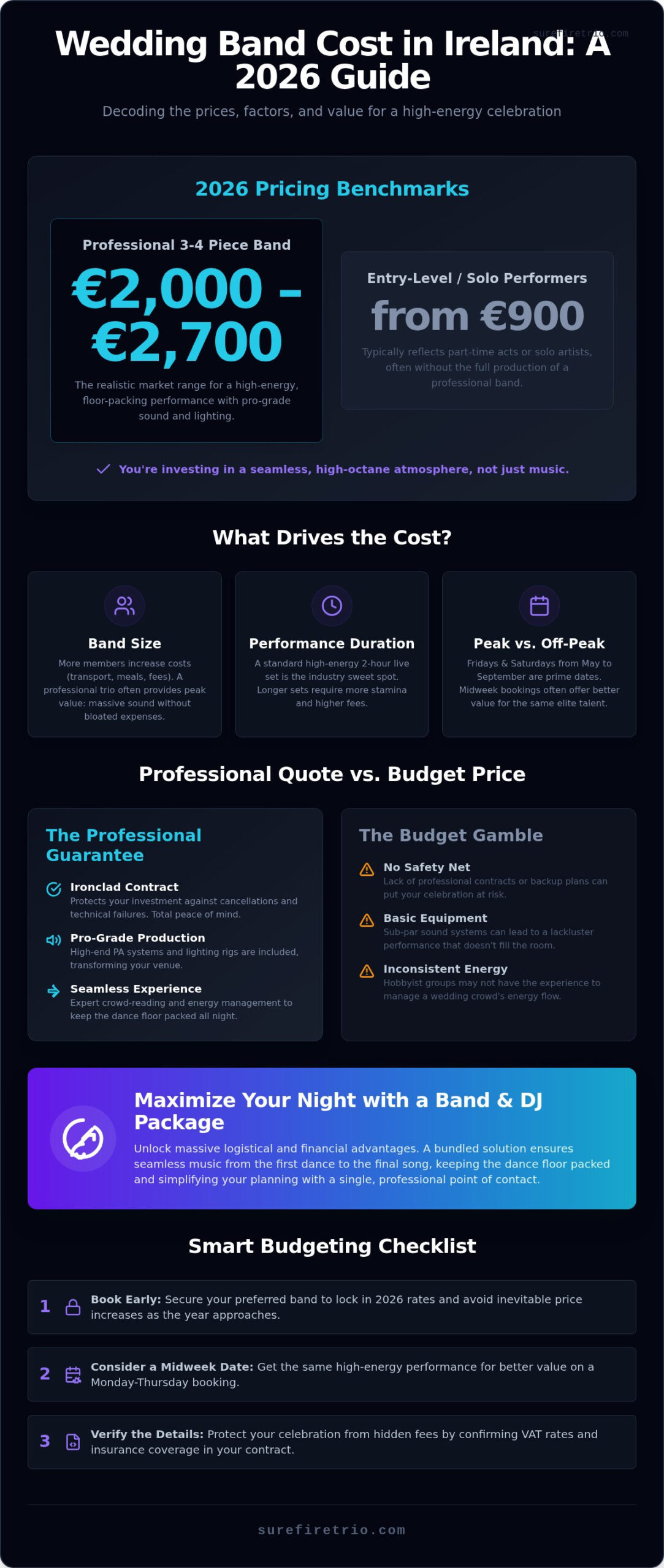 Wedding Band Cost in Ireland: The Complete 2026 Pricing Guide - Infographic