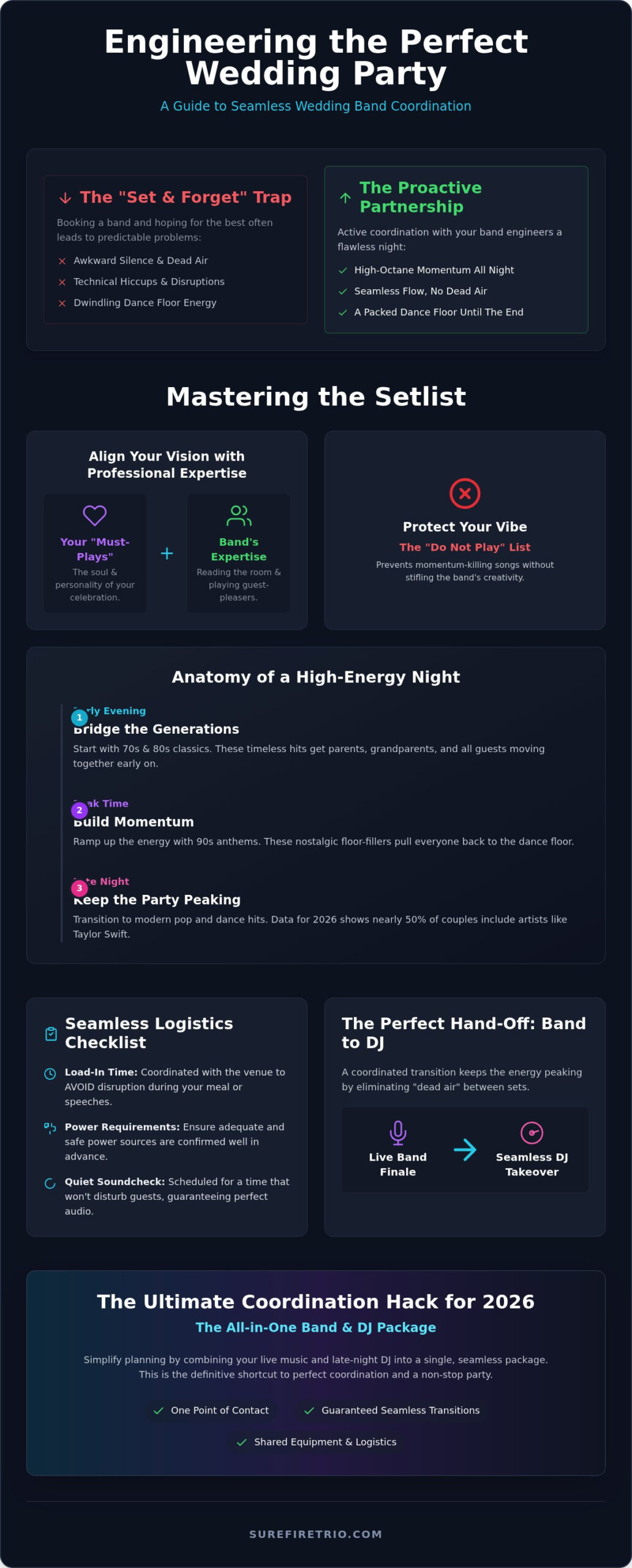 Coordinating With Your Wedding Band: The Ultimate 2026 Entertainment Guide - Infographic